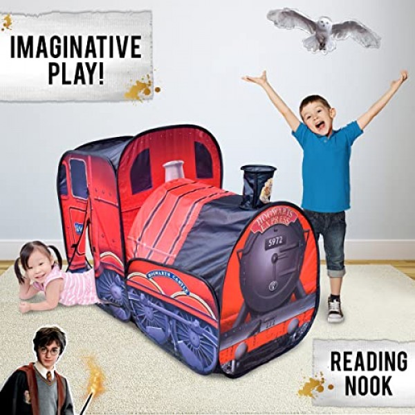 Harry Potter Hogwarts Express 팝업 텐트 – 설치하기 쉬운 어린이용 플레이하우스 | 입구가 두 개인 빨간 기차 장난감 – Sunny Days Entertainment
