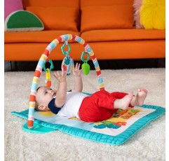 Bright Starts Tiki 장난감 바 아기 활동 체육관 및 장난감 바 및 3개의 장난감이 있는 배 시간 매트, 신생아부터 3세까지