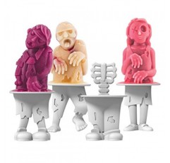 Tovolo Zombie Popsicle Moulds(4개 세트) - 냉동고 스낵용 재사용 스틱이 포함된 깔끔한 실리콘 아이스 팝/식기세척기 안전 및 BPA 프리, 녹색/흰색 좀비 몰드