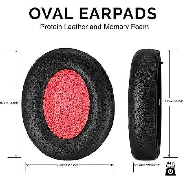 Life Q10 이어 패드 교체용 이어 쿠션 폼 소프트 이어패드 Anker Soundcore와 호환 Life Q10 / Q10 BT 헤드폰 이어 쿠션(블랙/레드)