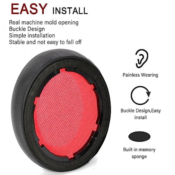 Life Q10 이어 패드 교체용 이어 쿠션 폼 소프트 이어패드 Anker Soundcore와 호환 Life Q10 / Q10 BT 헤드폰 이어 쿠션(블랙/레드)