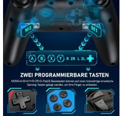 HELLCOOL 스위치 컨트롤러, 정밀 제어/터보/매크로/웨이크업 기능이 있는 프로 컨트롤러 스위치/듀얼 모터 진동, 스위치/라이트/OLED 콘솔 레드-블루용 무선 프로 스위치 