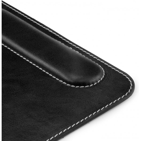 손목 받침대가 있는 Londo 정품 가죽 Mouspad - 미끄럼 방지 바닥, 매끄러운 표면(검은색)