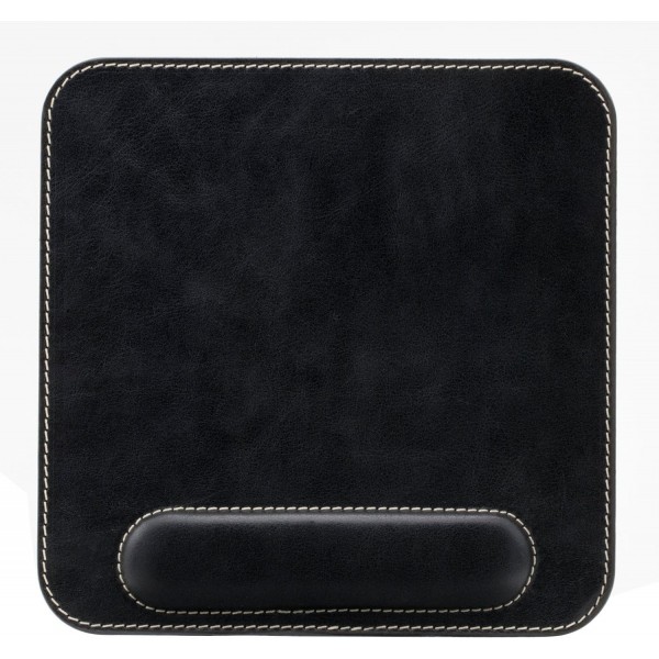 손목 받침대가 있는 Londo 정품 가죽 Mouspad - 미끄럼 방지 바닥, 매끄러운 표면(검은색)