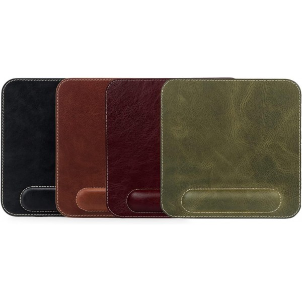 손목 받침대가 있는 Londo 정품 가죽 Mouspad - 미끄럼 방지 바닥, 매끄러운 표면(검은색)