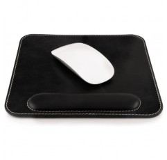 손목 받침대가 있는 Londo 정품 가죽 Mouspad - 미끄럼 방지 바닥, 매끄러운 표면(검은색)