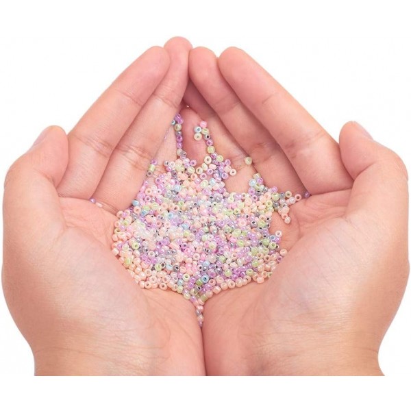 Craftdady 12500pcs 12/0 유리 씨앗 비즈 2mm 실론 라운드 느슨한 스페이서 공예에 대 한 혼합 색상 보석 만들기 혼합 색상-1 12/0 - 2mm