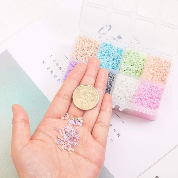 Craftdady 12500pcs 12/0 유리 씨앗 비즈 2mm 실론 라운드 느슨한 스페이서 공예에 대 한 혼합 색상 보석 만들기 혼합 색상-1 12/0 - 2mm