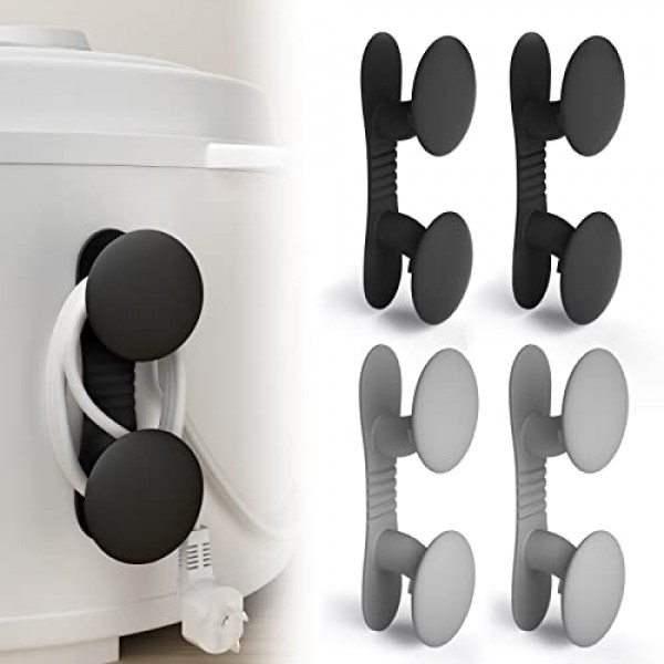 AUHSSAN 장치용 케이블 정리 도구 4개 팩, 케이블 홀더, 접착식 케이블 홀더, 케이블 정리 도구, 케이블 클램프, 소형 주방 ​​가전제품용 버섯 모양, 믹서, 커피 머신, 