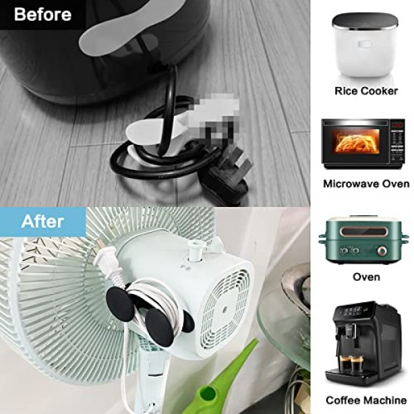 AUHSSAN 장치용 케이블 정리 도구 4개 팩, 케이블 홀더, 접착식 케이블 홀더, 케이블 정리 도구, 케이블 클램프, 소형 주방 ​​가전제품용 버섯 모양, 믹서, 커피 머신, 