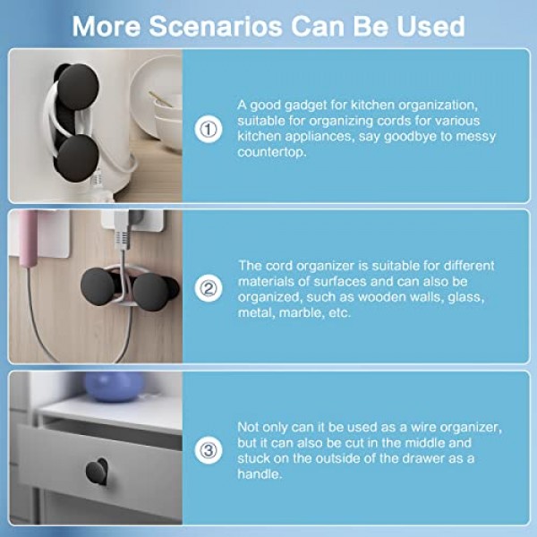 AUHSSAN 장치용 케이블 정리 도구 4개 팩, 케이블 홀더, 접착식 케이블 홀더, 케이블 정리 도구, 케이블 클램프, 소형 주방 ​​가전제품용 버섯 모양, 믹서, 커피 머신, 