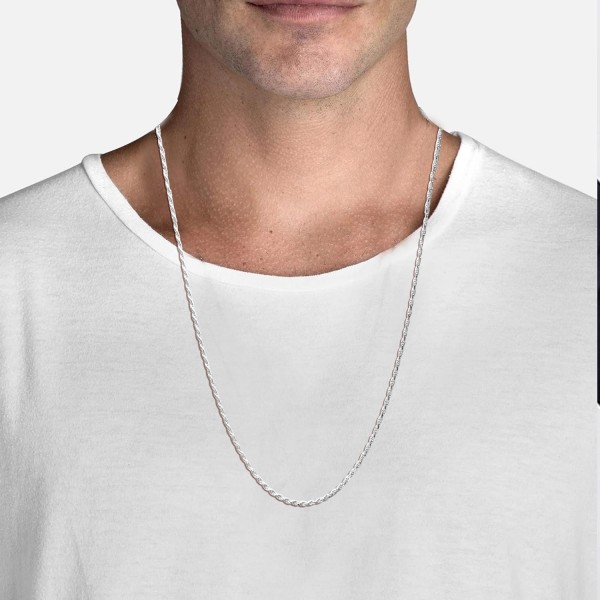 LeCalla Links 스털링 실버 이탈리안 쥬얼리 2 MM, 3 MM 틴 여성 및 남성용 로프 체인 목걸이(18, 20, 22, 24, 26인치) 26인치 박스