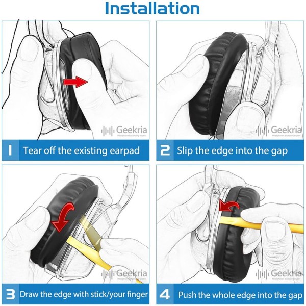 Geekria Comfort Mashup Ersatz-Ohrpolster für Kopfhörer ATH-M50, Bose QC25/QC35, Sony MDR 7506, Tutle Beach 및 기타 대형 또는 중형 오버이어 헤드폰, Ohrpolster(매우 두꺼운)