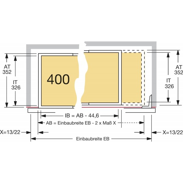 HETTICH 9007215 Systema Top 2000 와이드 서랍, 본체 폭 800mm 스틸 알루미늄 효과, 실버