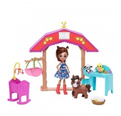 Enchantimals Barnyard Nursery Playset with Haydie 말 인형(6인치), 트로터 말, 추가 동물 피규어 3개, 액세서리 10개 이상, 3~8세 어린이를 위한 훌륭한 선물, 멀티