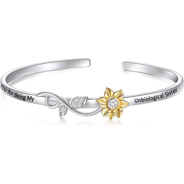프렌드십 주얼리 비생물학 자매가 되어줘서 고마워요 확장형 와이어 뱅글 팔찌 시녀 선물 소울 시스터 베스트 프렌드를 위한 주얼리 선물 (Unbiological Sister-sunflower)