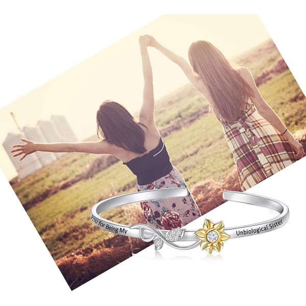 프렌드십 주얼리 비생물학 자매가 되어줘서 고마워요 확장형 와이어 뱅글 팔찌 시녀 선물 소울 시스터 베스트 프렌드를 위한 주얼리 선물 (Unbiological Sister-sunflower)
