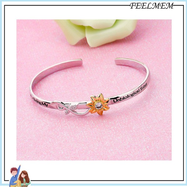 프렌드십 주얼리 비생물학 자매가 되어줘서 고마워요 확장형 와이어 뱅글 팔찌 시녀 선물 소울 시스터 베스트 프렌드를 위한 주얼리 선물 (Unbiological Sister-sunflower)