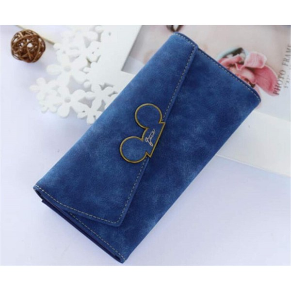 YasLa Roele Wallet Ms. Scrub Long Section Mickey Head 마그네틱 버클 경사 커버 Tri-Fold Unique 신용 카드 소지자 지갑 (19.1*9.5*2.3cm)