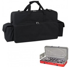 WOMACO 캠프 스토브 운반 가방, 두꺼운 패딩이 있는 휴대용 캠핑 스토브 운반 케이스, 캠프 셰프 2버너 스토브용 고강도 방수 스토브 가방(검은색)