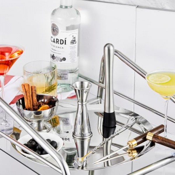 KITESSENSU 머들러 및 바 스푼, 칵테일용 8인치 스테인레스 스틸 머들러, 모히토, 카이피리냐, 과일, 허브, 향신료 기반 음료를 위한 탁월한 선택