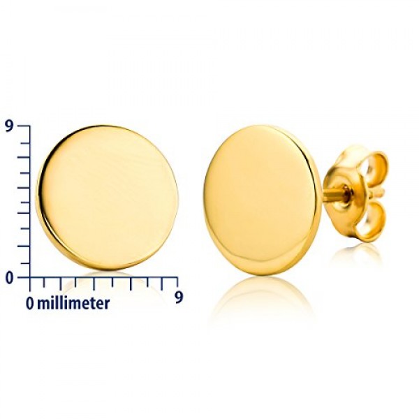 Miore 주얼리 여성용 라운드 디스크 이어링 옐로우 골드 9캐럿 / 375골드