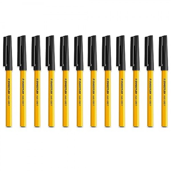 STAEDTLER Fine 0.3mm 430 F 스틱 볼펜 쓰기 펜 스무스 - 검정 잉크(12)