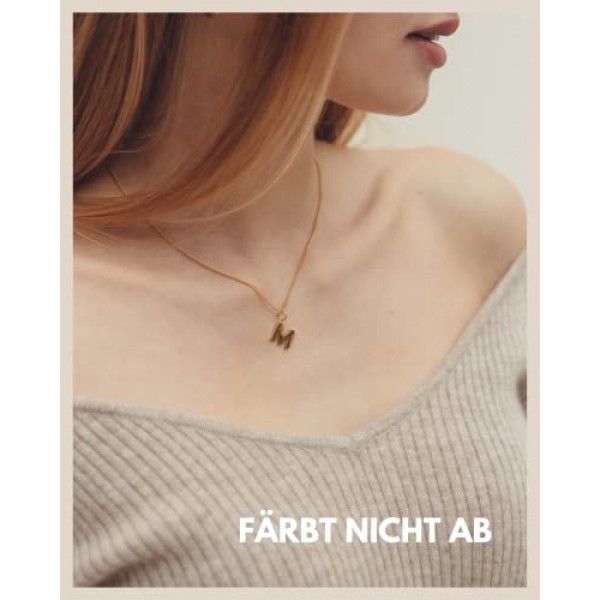 GD GOOD.designs EST. 2015 18캐럿 골드 문자 목걸이 - 방수 I A-Z 펜던트 I 이니셜 문자 체인이 있는 여성을 위한 피부 친화적인 목걸이