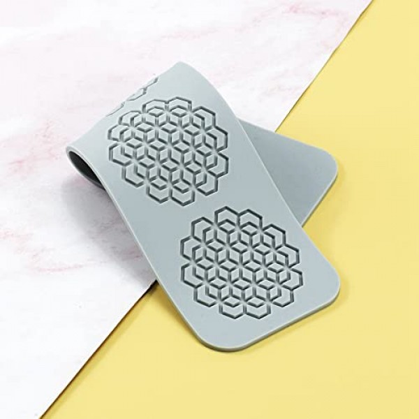 TUKE 3D 잎 실리콘 금형 꽃 케이크 퐁당 매트 꿀벌 잎 과자 금형 장미 인상 초콜릿 중공 레이스 금형 (Geometry_10.4x2.8x0.12inch_L)