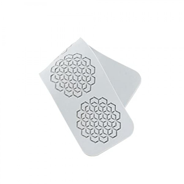 TUKE 3D 잎 실리콘 금형 꽃 케이크 퐁당 매트 꿀벌 잎 과자 금형 장미 인상 초콜릿 중공 레이스 금형 (Geometry_10.4x2.8x0.12inch_L)