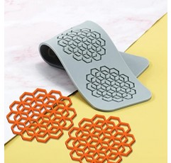 TUKE 3D 잎 실리콘 금형 꽃 케이크 퐁당 매트 꿀벌 잎 과자 금형 장미 인상 초콜릿 중공 레이스 금형 (Geometry_10.4x2.8x0.12inch_L)