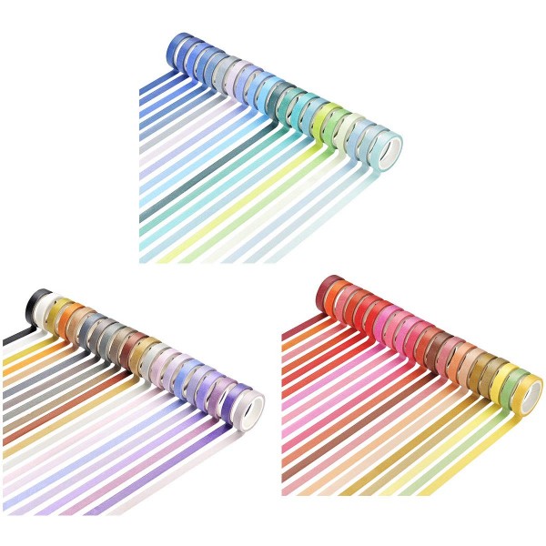 LdawyDE Washi 테이프 레인보우 Washi 60 롤 Washi 마스킹 테이프 세트 예술 공예용 색상 테이프 페인팅 교체 라벨 코딩 도체 테이프(60색)