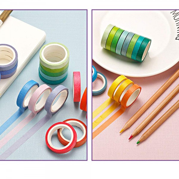 LdawyDE Washi 테이프 레인보우 Washi 60 롤 Washi 마스킹 테이프 세트 예술 공예용 색상 테이프 페인팅 교체 라벨 코딩 도체 테이프(60색)