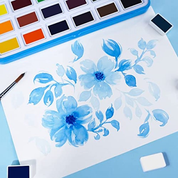 Paul Rubens 수채화 물감 세트 풀 팬, 24가지 생생한 색상 포켓 상자에 금속 링이 있는 수성 착색 페인트, 높은 투명도 강렬하고 내구성이 강하고 백악질 없음, 학생, 어린