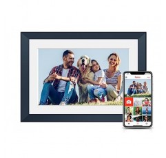 YOUYU 디지털 액자 10인치 WiFi, 터치 전자 액자, 16GB 메모리를 갖춘 디지털 액자, Frameo 앱을 통해 어디서나 사진 슬라이드쇼 및 비디오 공유 - 블루