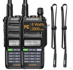 2팩 BAOFENG UV-9R PRO 삼중 전원 듀얼 밴드 IP67 방수 양방향 라디오 장거리 충전식 워키토키(추가 ABBREE 42.5인치 전술 안테나 포함)