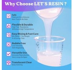 LET'S RESIN 액체 실리콘 고무, 21.16oz/625ml 실리콘 몰드 제작용 반투명 실리콘, DIY 수지 몰드, 몰드 제작, 공예, 보석 제작용 1:1 비율 실리콘 21oz
