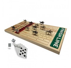 고급스럽고 내구성이 뛰어난 금속 말이 포함된 FINENI 오리지널 경마 보드 게임, 22인치 풀 사이즈 보드, 11개, 2가지 색상(검은색 5개, 은색 6개), 실제 소나무 경마 게임 