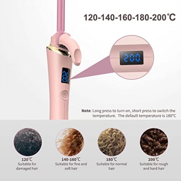 컬링 아이언 컬링 완드, 짧은 긴 머리 크림퍼용 미니 헤어 컬러 9mm 세라믹 배럴 타이트 컬 LCD 온도 디스플레이(0.35인치)
