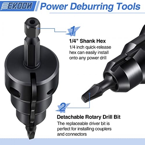 Feekoon 1/2'' 3/4'' 전력 도관 리머 도구 키트, 리머 교체 블레이드 3개, 고정 나사 3개, No. 2 정사각형 리세스 비트 1개 및 육각 키 렌치(1/16'') 1개 포함, 연 1/ 2'', 3/4'' 및 1인