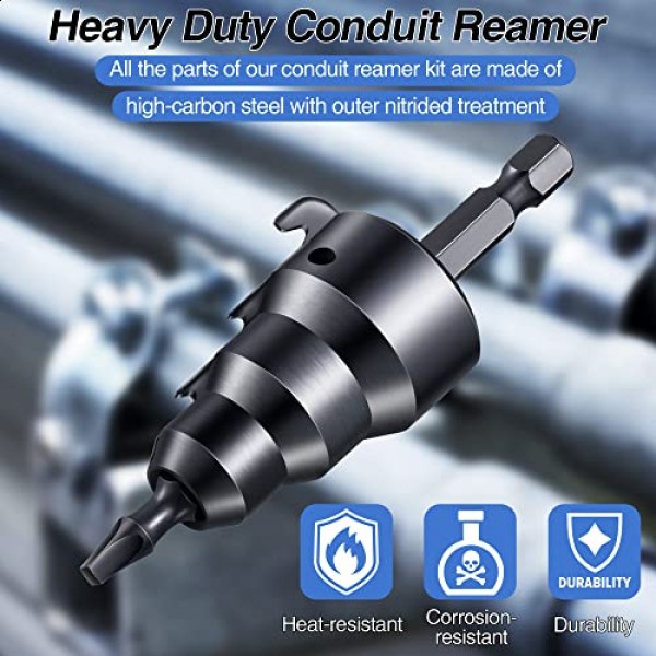 Feekoon 1/2'' 3/4'' 전력 도관 리머 도구 키트, 리머 교체 블레이드 3개, 고정 나사 3개, No. 2 정사각형 리세스 비트 1개 및 육각 키 렌치(1/16'') 1개 포함, 연 1/ 2'', 3/4'' 및 1인
