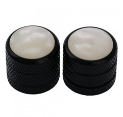 Musiclily Pro 미터 크기 스틸 화이트 펄 탑 텔레 돔 손잡이 수입 펜더 텔레캐스터 일렉트릭 기타/정밀 베이스, 블랙(2개 세트)