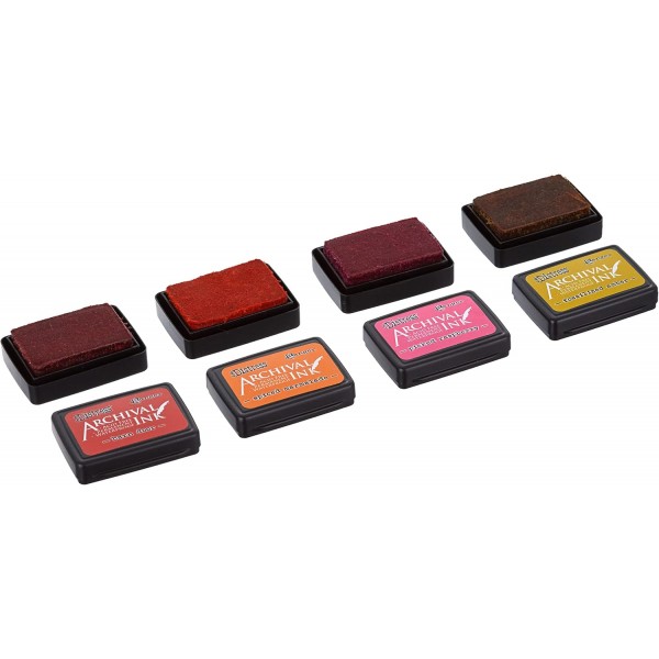 Ranger RGRAITK.64855 AITK64855 조난 보관용 미니 잉크 키트 1 - 선택한 라즈베리/헛간 문/향신료 잼/석화된 호박색 플라스틱 모듬 4 패드