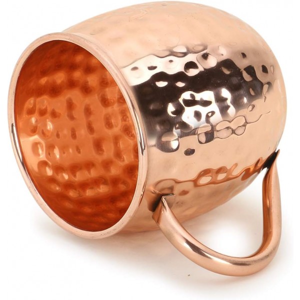 Zap Impex Pure Copper Moscow Mule Barrel Mug, No Plating, Hammered Copper, 모든 냉장 음료 및 바 또는 가정을 접대하기에 적합, 그레이트 바 선물 2개 세트