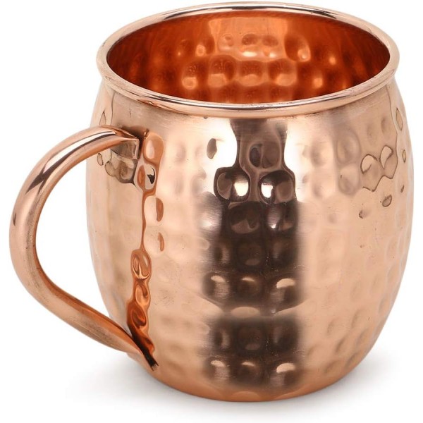 Zap Impex Pure Copper Moscow Mule Barrel Mug, No Plating, Hammered Copper, 모든 냉장 음료 및 바 또는 가정을 접대하기에 적합, 그레이트 바 선물 2개 세트