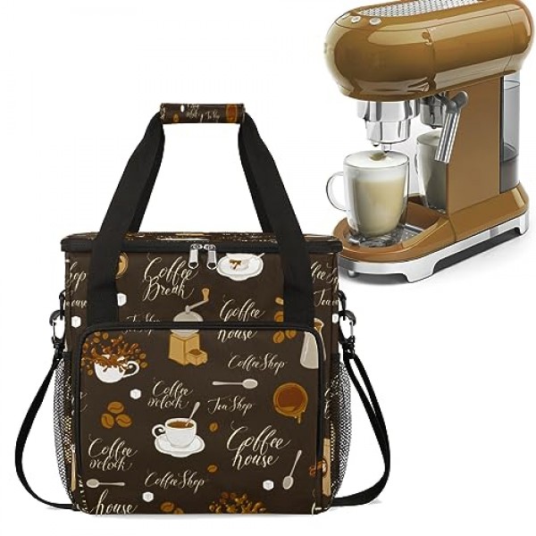 커피 머그 커피 콩 커피 메이커 휴대용 가방, 커피 머신 여행용 보관 토트 백 K-Mini 또는 K-Mini Plus와 호환 가능, K-Cup 포드용 포켓이 있는 휴대용 1인용 커피 브루어 케이