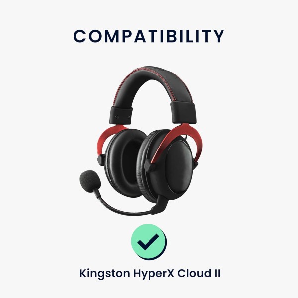 Kingston HyperX Cloud II/Cloud 2/Cloud 1 패드와 호환되는 kwmobile 2x 이어 패드 - 오버이어 헤드폰용 합성 가죽으로 만든 헤드폰 패드 블랙