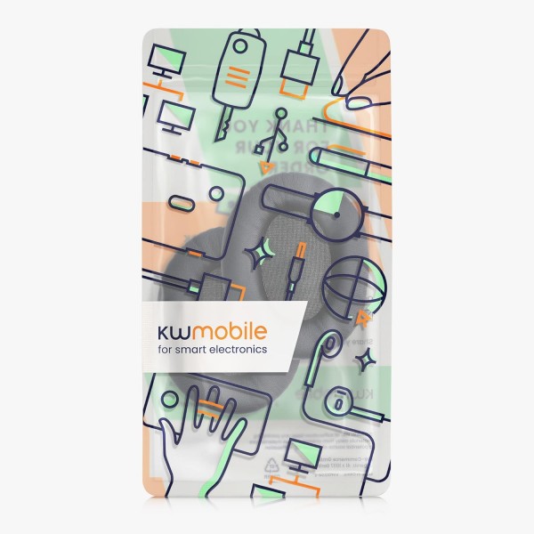 Kingston HyperX Cloud II/Cloud 2/Cloud 1 패드와 호환되는 kwmobile 2x 이어 패드 - 오버이어 헤드폰용 합성 가죽으로 만든 헤드폰 패드 블랙