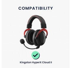 Kingston HyperX Cloud II/Cloud 2/Cloud 1 패드와 호환되는 kwmobile 2x 이어 패드 - 오버이어 헤드폰용 합성 가죽으로 만든 헤드폰 패드 블랙