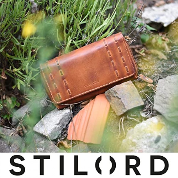 STILORD 'Kate' RFID 보호 기능이 있는 여성용 가죽 지갑, 여성용 빈티지 지갑, 선물 상자에 들어 있는 대형 정품 가죽 지갑